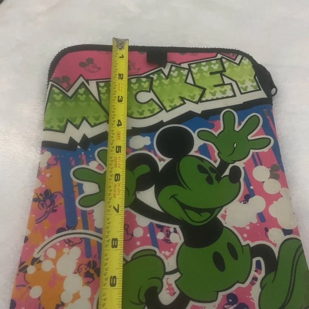 Disney Mickey Mouse Graffiti Tablet/iPad Sleeve Zipper Case Neon Green Pink